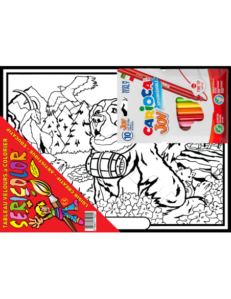 Le Saint-Bernard et ses amis de la Montagne. Tableau à colorier Sericolor® avec contours relief en velours