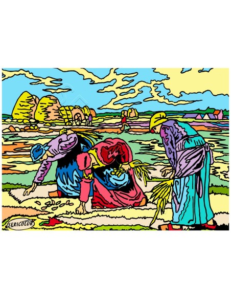 Les Glaneuses (Millet). Tableau à colorier Sericolor® avec contours relief en velours