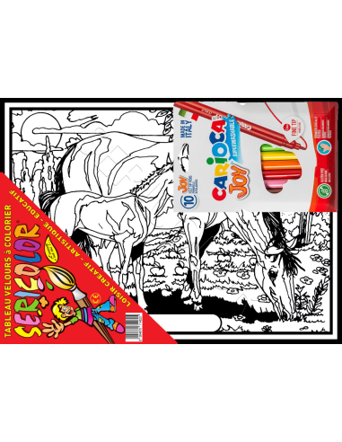 La jument et son poulain. Tableau à colorier...