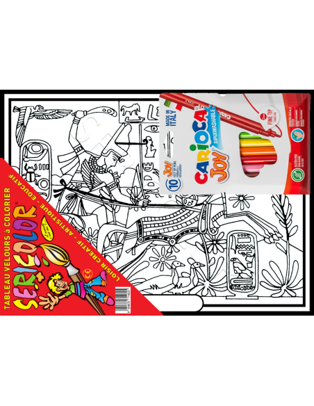 Le char égyptien. Tableau à colorier Sericolor® avec contours relief en velours