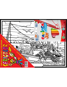 La pêche en mer. Tableau à colorier Sericolor® avec... 2