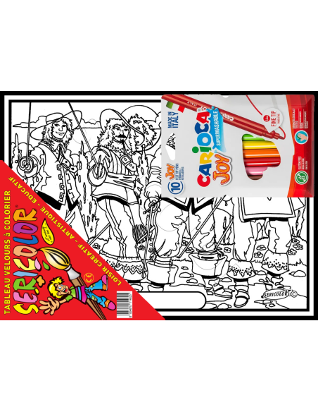 Les 4 mousquetaires. Tableau à colorier Sericolor® avec contours relief en velours