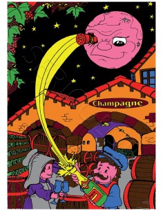 La cave de champagne. Tableau à colorier Sericolor® avec...