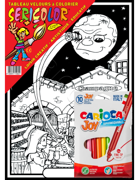 La cave de champagne. Tableau à colorier Sericolor® avec contours relief en velours