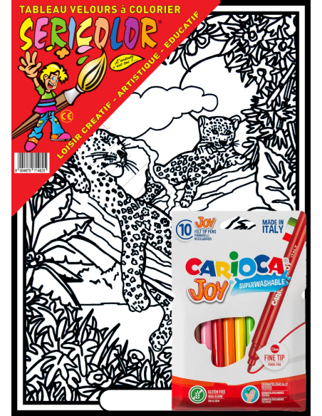 Les léopards. Tableau à colorier Sericolor® avec contours relief en velours