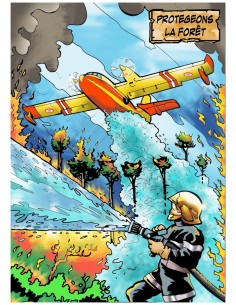 Le pompier et le canadair. Tableau à colorier Sericolor®...