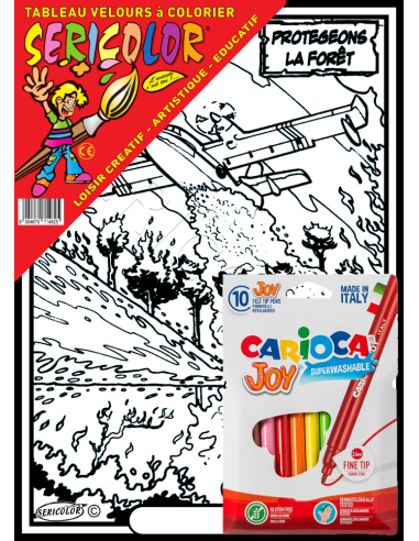 Le pompier et le canadair. Tableau à colorier...