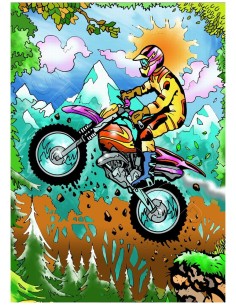 La moto cross. Tableau à colorier Sericolor® avec...