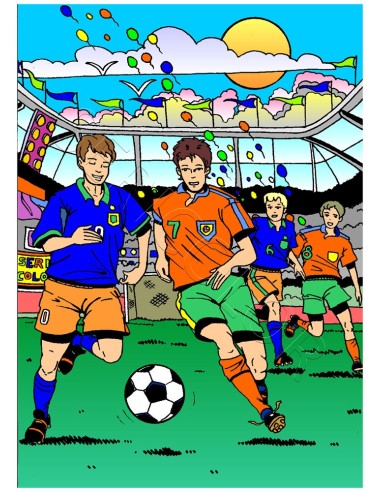 Le football. Tableau à colorier Sericolor® avec contours relief en velours