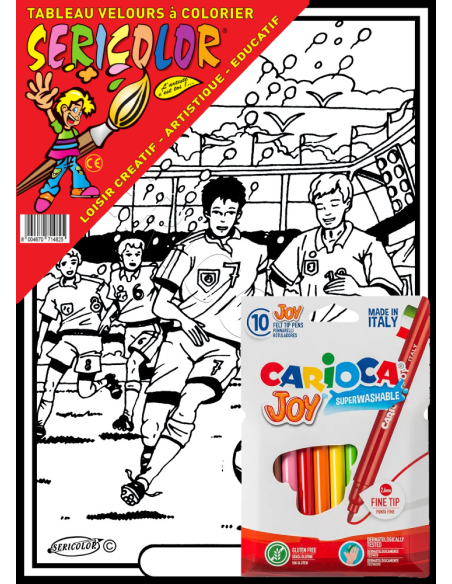 Le football. Tableau à colorier Sericolor® avec contours relief en velours