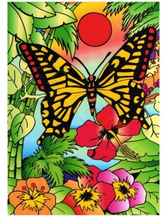 Le papillon orange. Tableau à colorier Sericolor® avec...