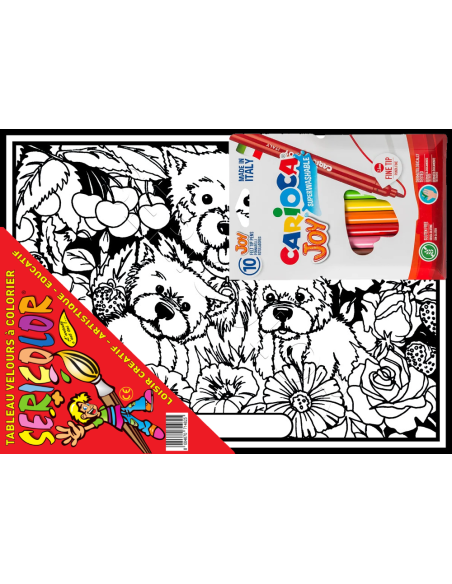 Les 3 chiens. Tableau à colorier Sericolor® avec contours relief en velours