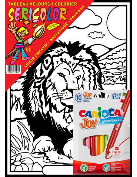 Le lion. Tableau à colorier Sericolor® avec contours relief en velours
