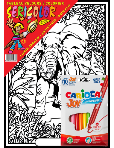 L'éléphant. Tableau à colorier Sericolor® avec...