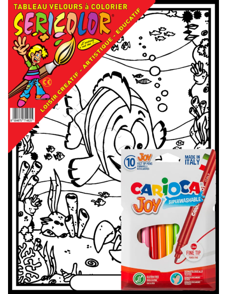 Le poisson clown. Tableau à colorier Sericolor® avec contours relief en velours