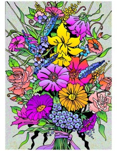 Le bouquet de fleurs. Tableau à colorier Sericolor® avec...