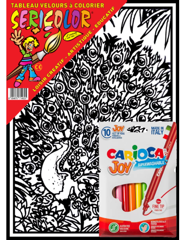 Le paon. Tableau à colorier Sericolor® avec...