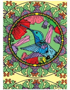 Le mandala du colibri. Tableau à colorier Sericolor® avec...
