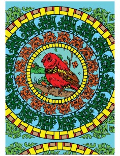 Mandala de l'oiseau. Tableau à colorier Sericolor® avec...