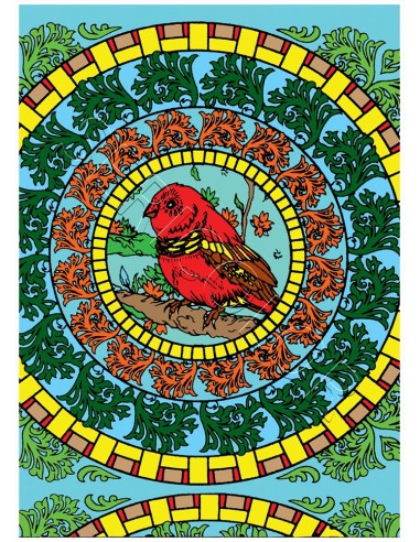 Mandala de l'oiseau. Tableau à colorier Sericolor® avec contours relief en velours