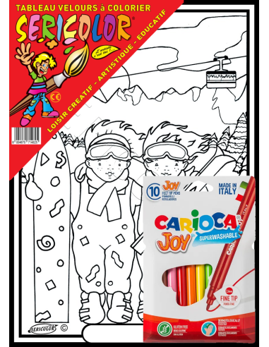 Les enfants au ski. Tableau à colorier...