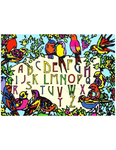 L'alphabet des oiseaux. Tableau à colorier Sericolor® avec contours relief en velours