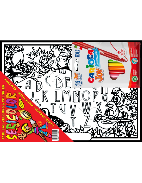 L'alphabet des oiseaux. Tableau à colorier Sericolor® avec contours relief en velours