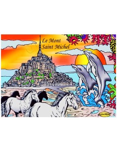 Le Mont Saint-Michel. Tableau à colorier Sericolor® avec...