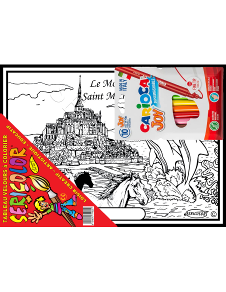 Le Mont Saint-Michel. Tableau à colorier Sericolor® avec contours relief en velours