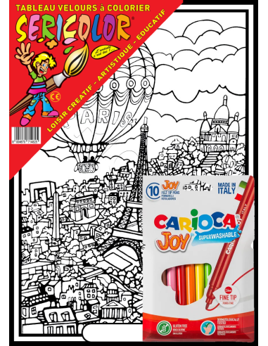 Paris en montgolfière. Tableau à colorier...