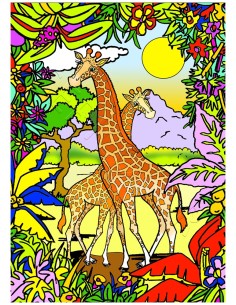 Les girafes. Tableau à colorier Sericolor® avec contours...