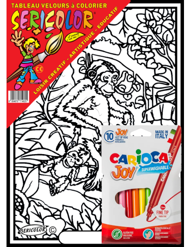 Les singes. Tableau à colorier Sericolor® avec...