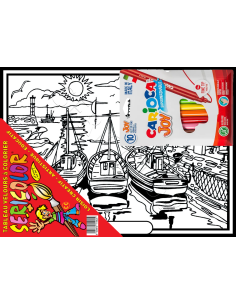Le port de pêche. Tableau à colorier Sericolor® avec... 2