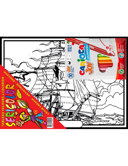 La caravelle. Tableau à colorier Sericolor® avec contours relief en velours