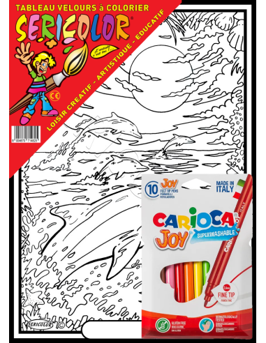 Les dauphins au crépuscule. Tableau à colorier...