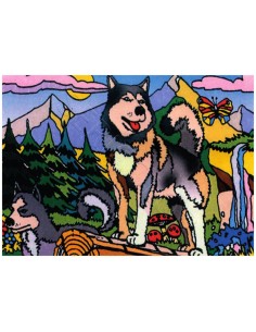 Le husky. Tableau à colorier Sericolor® avec contours...
