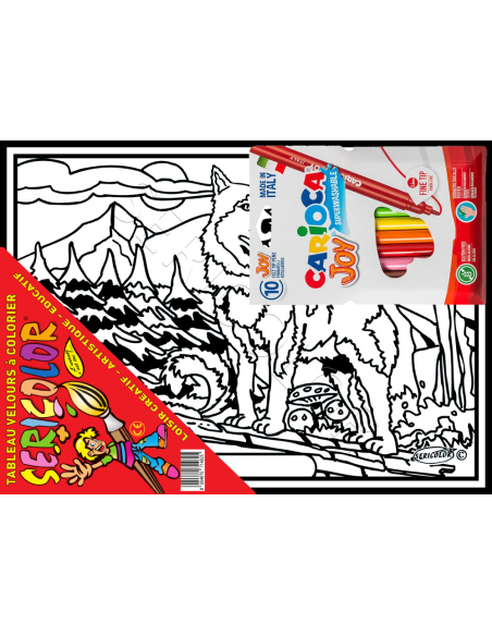 Le husky. Tableau à colorier Sericolor® avec contours relief en velours