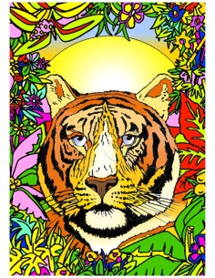 Le tigre. Tableau à colorier Sericolor® avec contours...