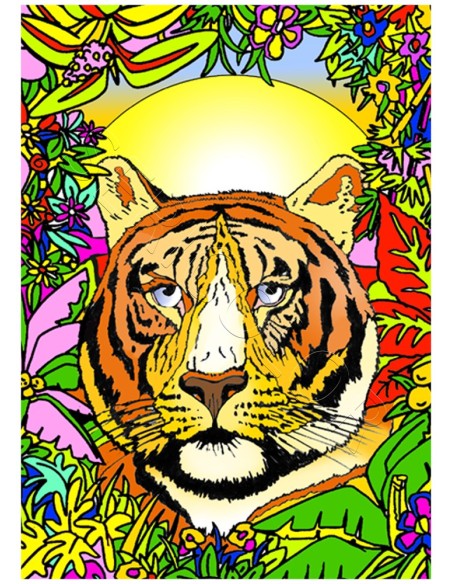 Le tigre. Tableau à colorier Sericolor® avec contours relief en velours