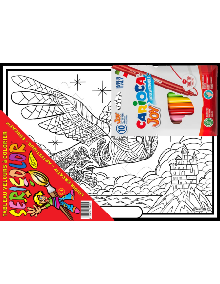 La chouette par Gregory. Tableau à colorier Sericolor® avec contours relief en velours