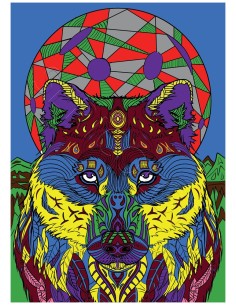 Le loup par Gregory. Tableau à colorier Sericolor® avec...