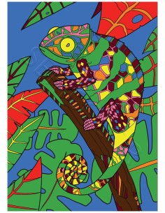 Le caméléon par Gregory. Tableau à colorier Sericolor®...