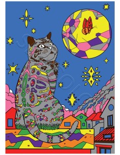 Le chat par Gregory. Tableau à colorier Sericolor® avec...