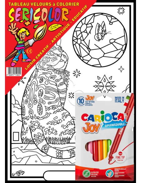 Le chat par Gregory. Tableau à colorier Sericolor® avec contours relief en velours