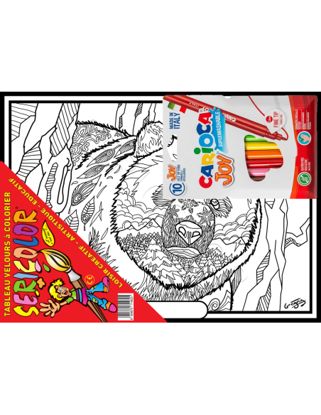 L'ours par Gregory. Tableau à colorier Sericolor® avec contours relief en velours