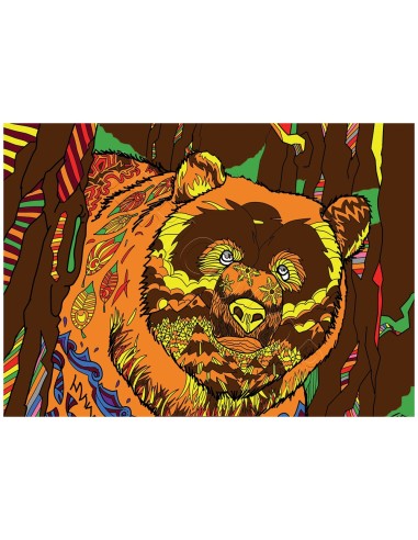 L'ours par Gregory. Tableau à colorier Sericolor® avec contours relief en velours