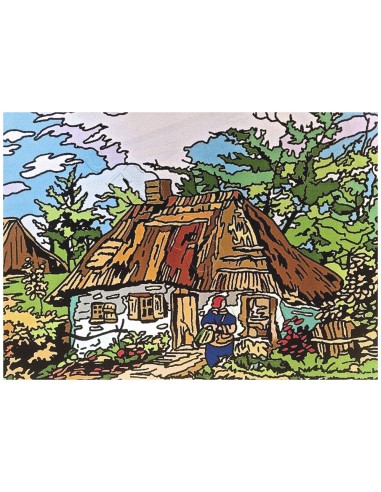 La chaumière de Van Gogh. Tableau à colorier Sericolor® avec contours relief en velours