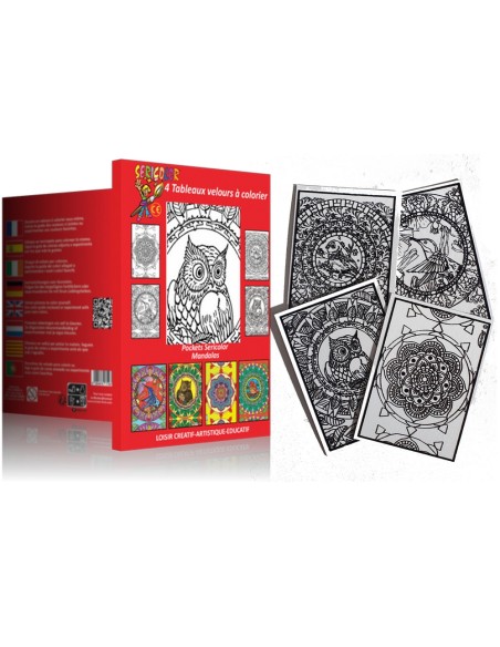 Le pocket des mandalas. Tableau à colorier Sericolor® avec contours relief en velours