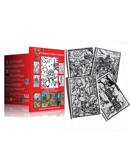 Le pocket des contes et légendes. Tableau à colorier Sericolor® avec contours relief en velours