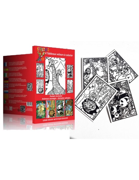 Le pocket des animaux sauvages. Tableau à colorier Sericolor® avec contours relief en velours